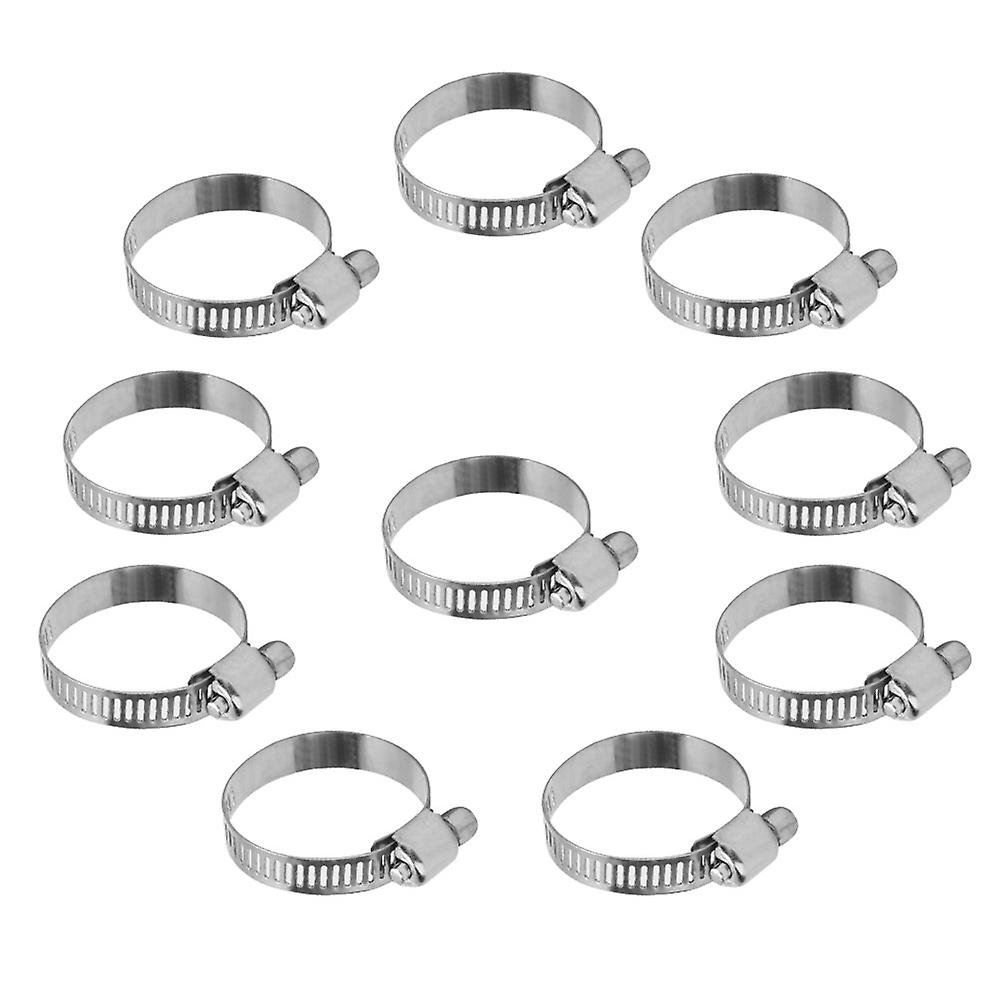 10Pcs Stainless Steel Hose Clamp Adjustable Pipe Hose Clip Accessories for 20-35mm Hose