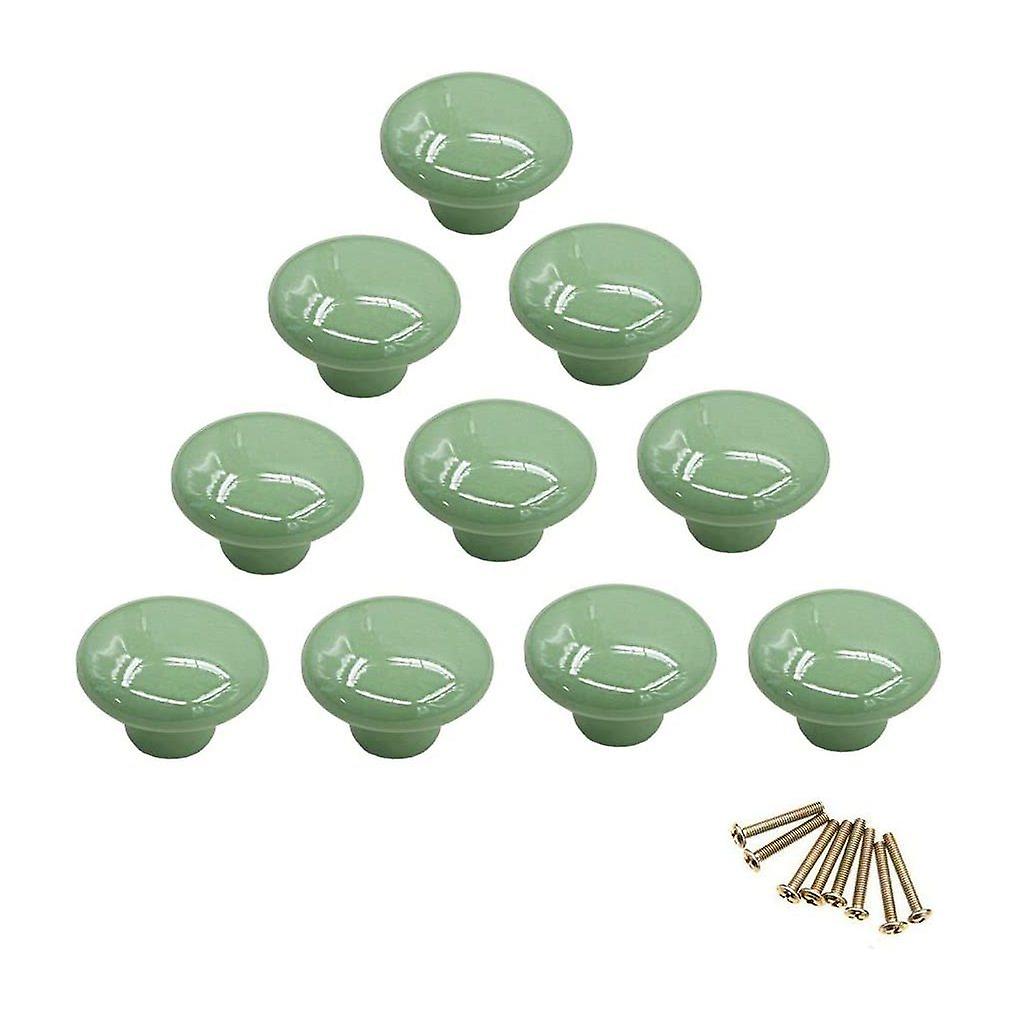 10 Round Colorful Ceramic Cabinet Knobs Single Hole Pull Handle for Drawer, Dresser, Cabinet
