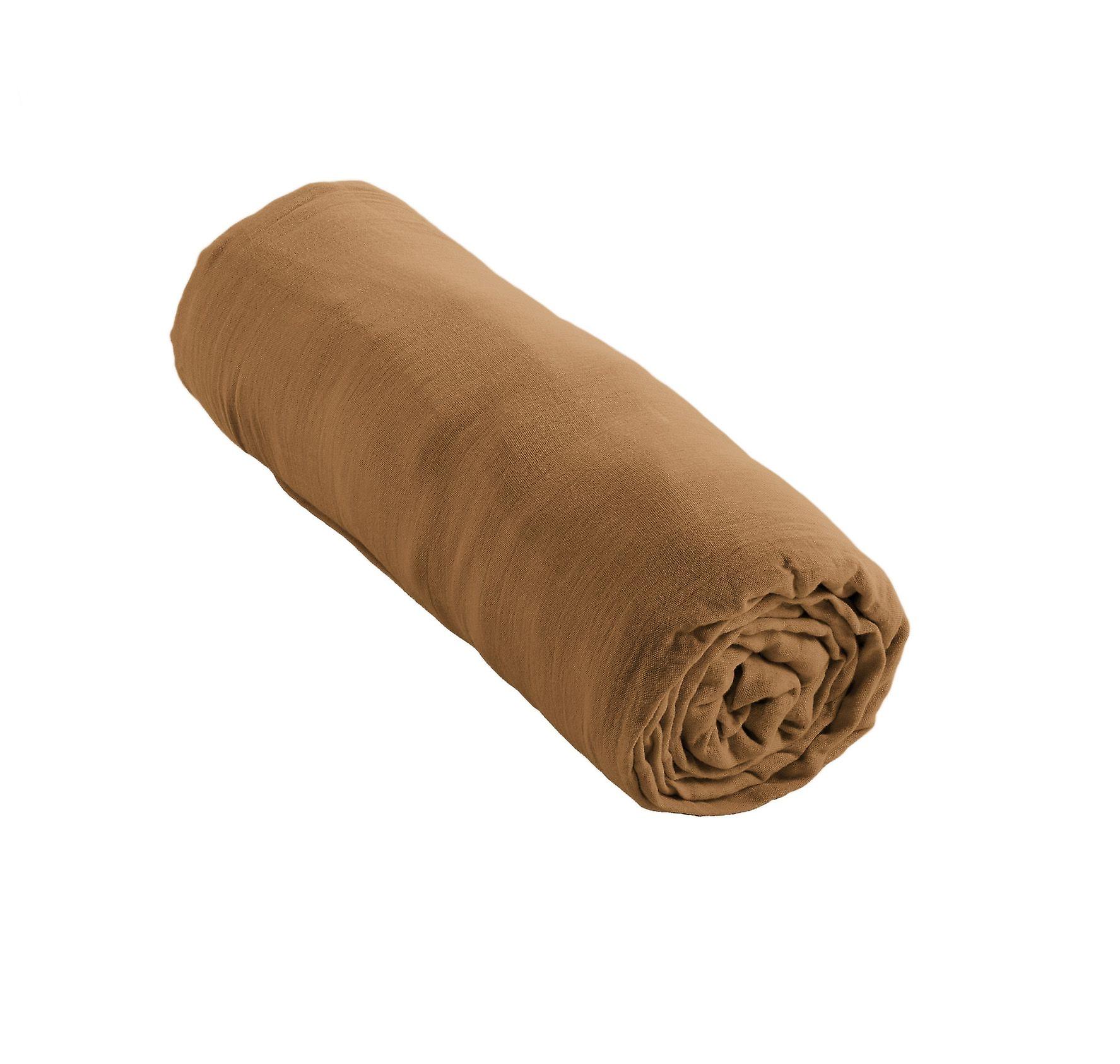 Fitted sheet 160 x 200 cm GAÏA Camel
