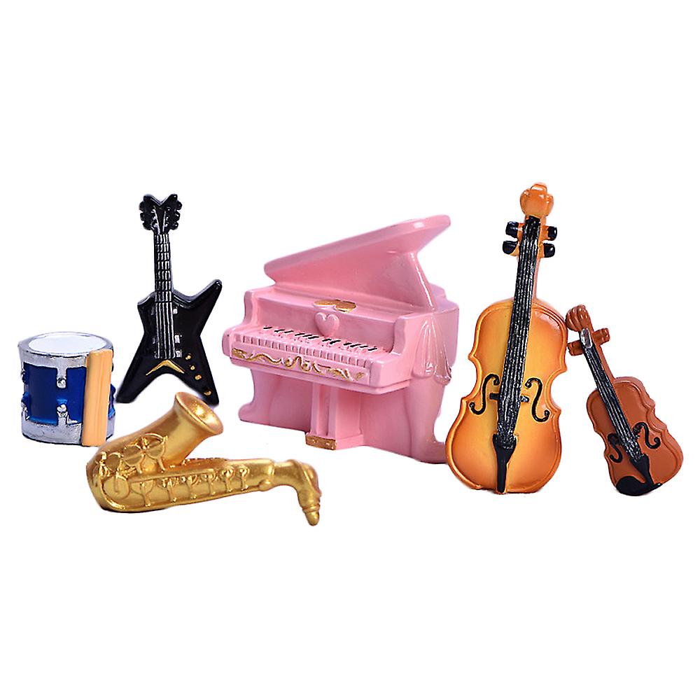 10 قطع دمية مصغرة البيانو آلة موسيقية نموذج دمية البيت لعب الملحقات ديكور البسيطة الرجعية الغيتار Kawaii ديكور الغرفة