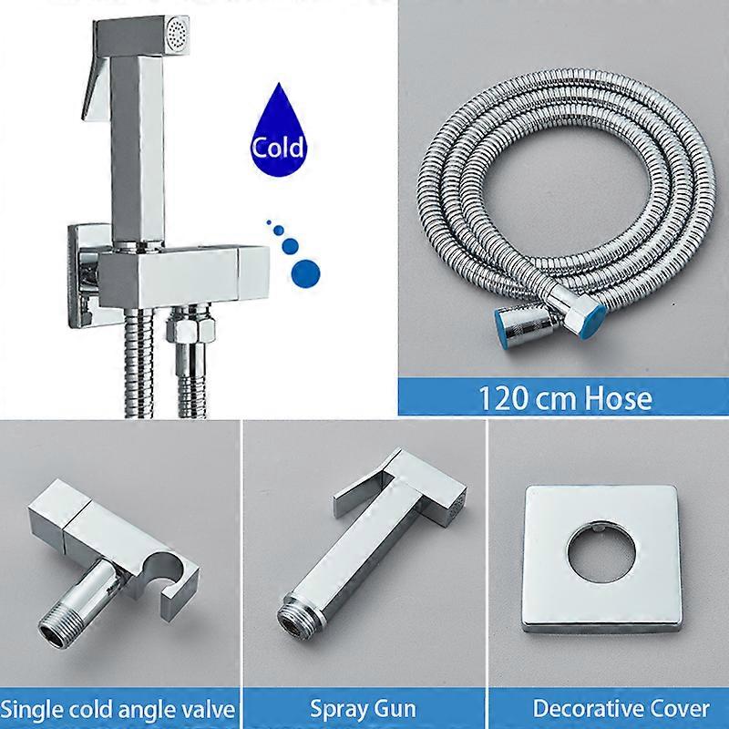 Brushed Gold Brass Bidet Faucet Single Cold Water Tap Handheld Bidet Spray Shower Set Toilet Shattaf Sprayer Hygienic Shower