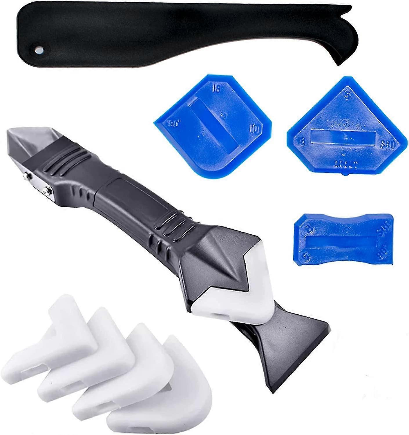 3 In 1 Caulking Nozzle Silicone (stainless Steel) Scraper Reusable Caulk Finishing Tool 5 Silicone Tips Great Tool For Kitchen Bathroom Sink Seals