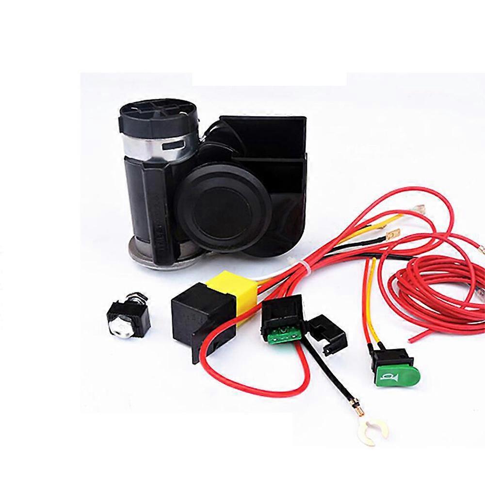 1SET Black 12V 125dB Universal Snail Air Pump Horn for car and motorcycle