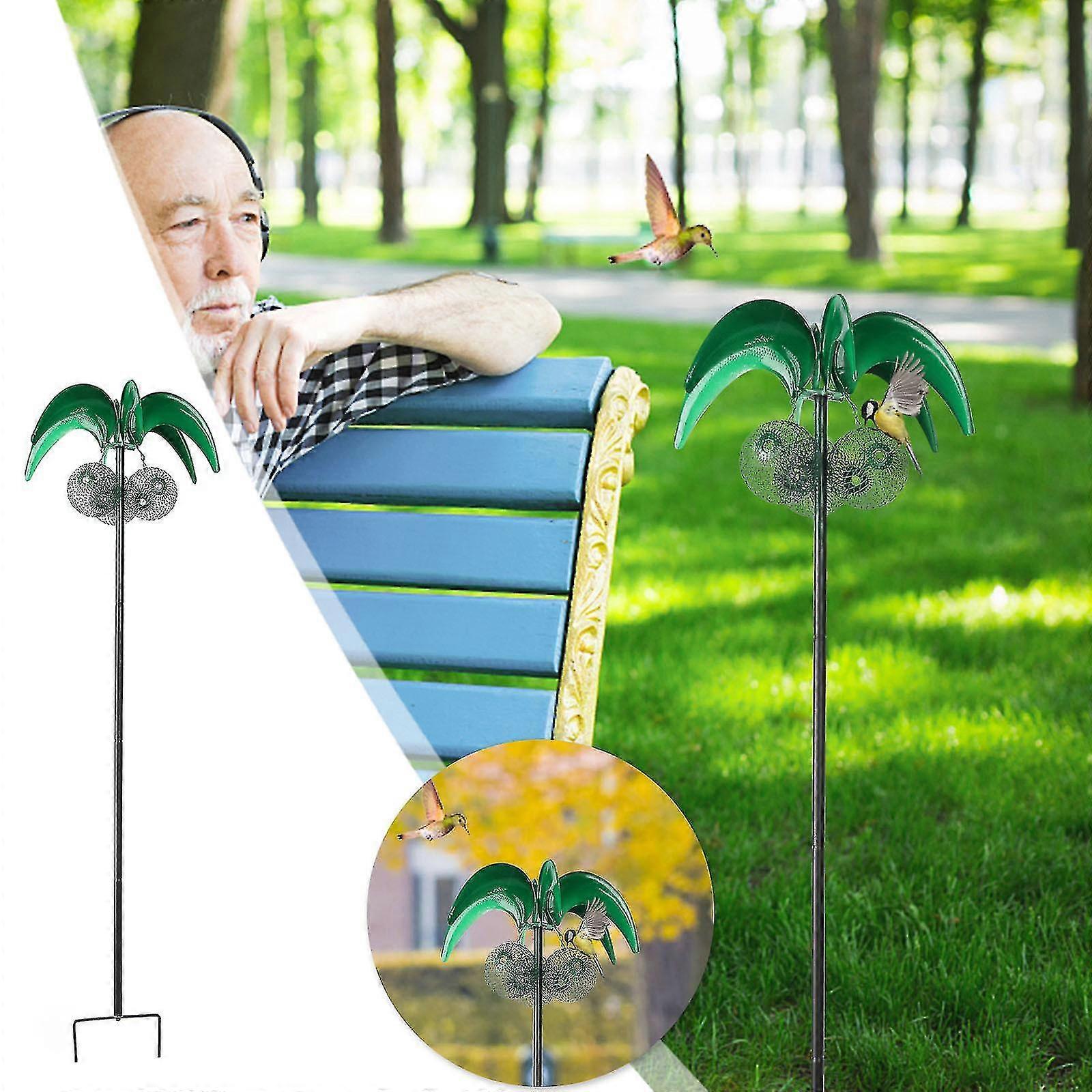 Metal Rotatable Windmill Big Tree Shape Bird Feeder Garden Decoration