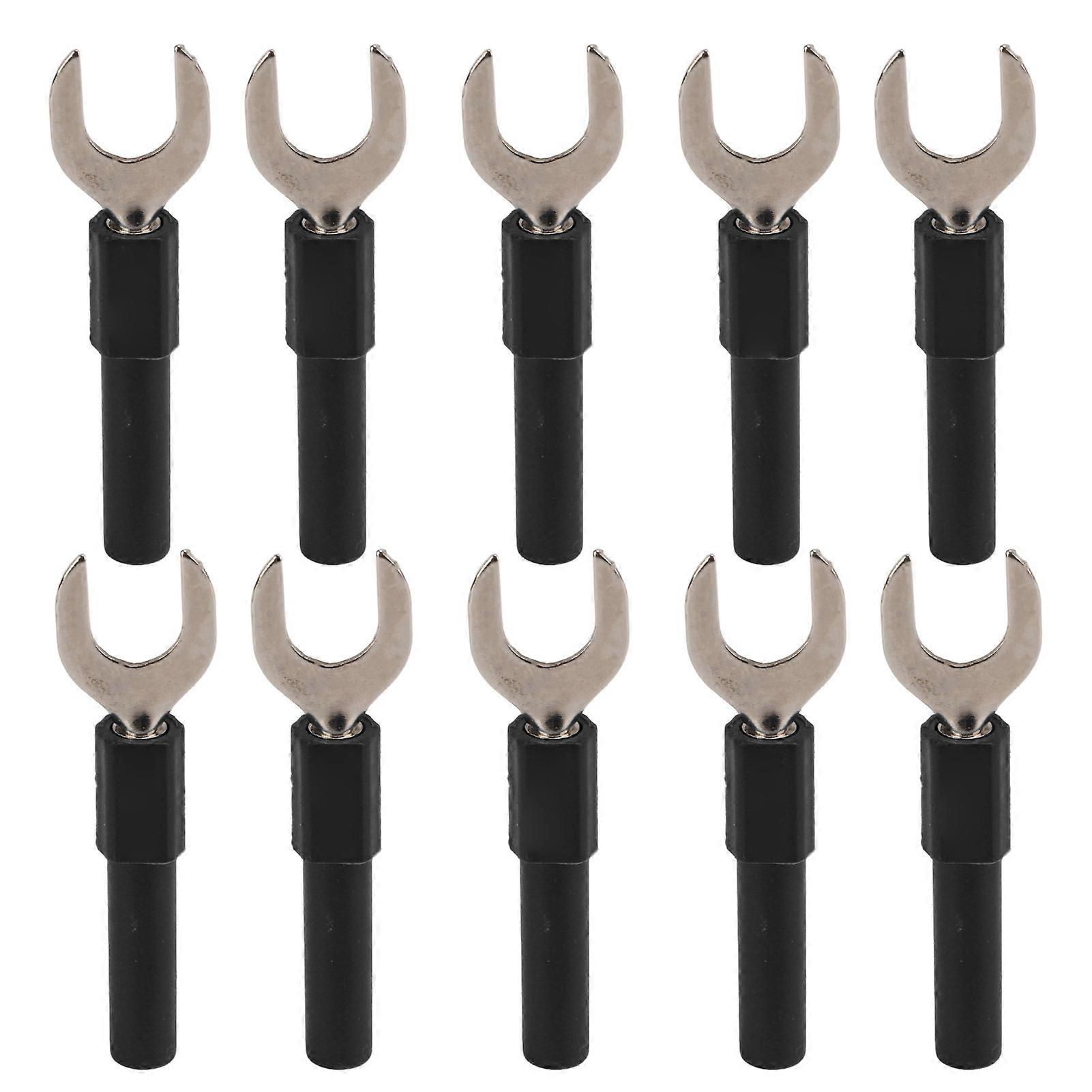 10pcs U Type Banana Plug U Shape 8mm Banana Connectors For Multimeter Electronic Applicationblack