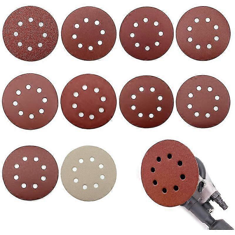 100pcs Sanding Discs, 125mm Sanding Discs, 80/180/240/400/800/1000/1200/1500/2000/3000 Grit, for Random Orbital Sanders, Ideal for Sanding, Polishing
