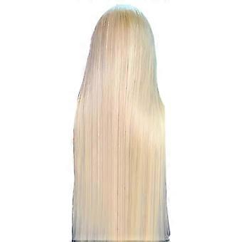 Xunqian Spitzenperücke Damen 3/7 langes glattes Haar naturweiß Vollkopf-Set