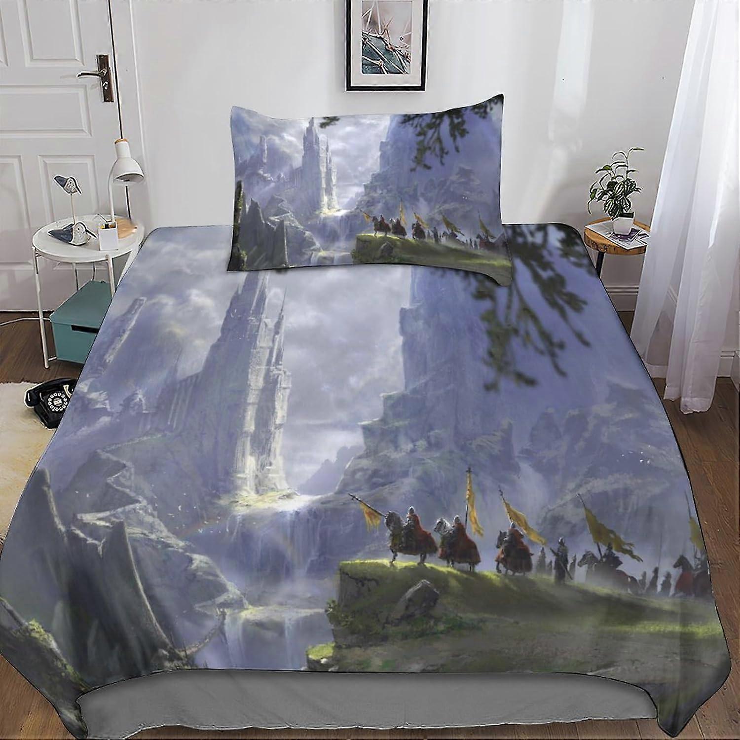 The Knight Bedding Set Printed Pattern Duvet Cover with Pillowcases Medieval Knight Print Style Microfiber Bedding, for Adults Children 135*200 CM