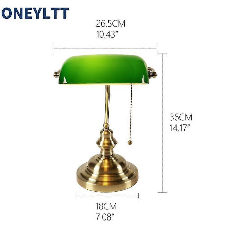 Classical Vintage Simple Banker E27 Table Lamp  with Switch Green Glass Lampshade Retro Desk Light for Bedroom Night Lamp Study