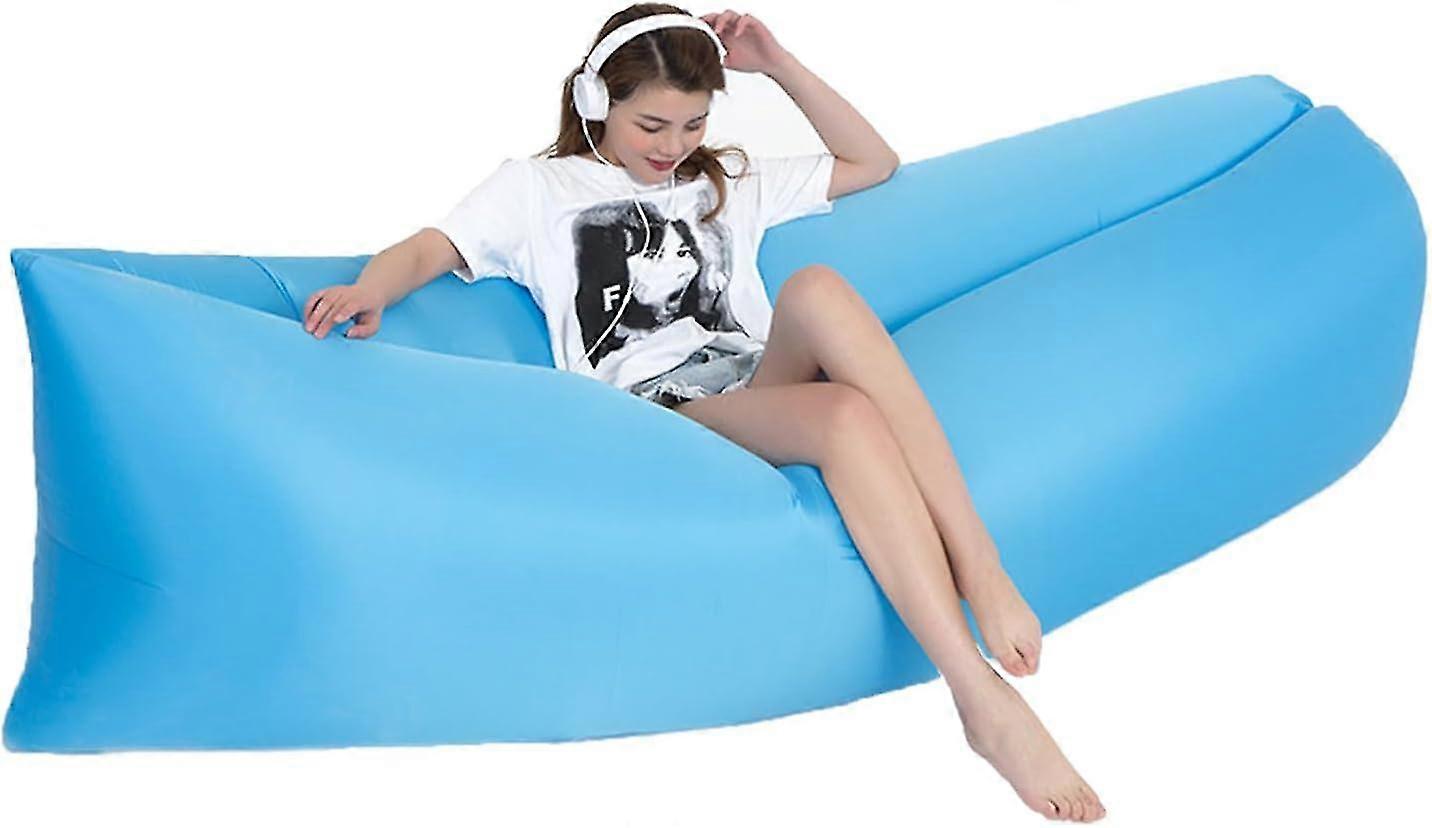 Uppblåsbar solstol, uppblåsbar bäddsoffa, bärbar lata soffa för resor/camping/vandring/strandfester