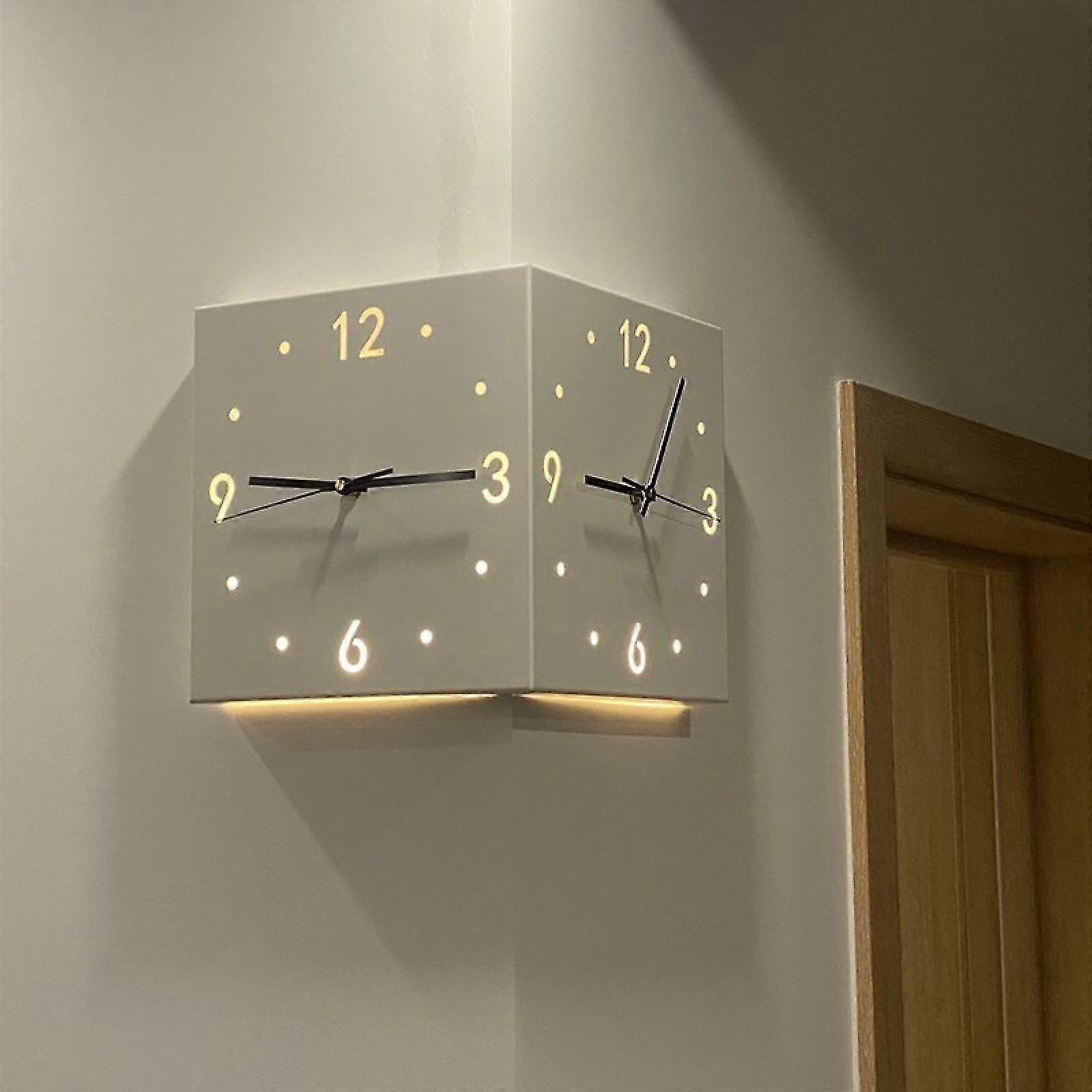 Automatic Induction 3d Double-sided Corner Wall Clock