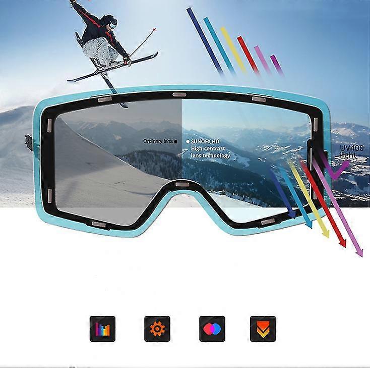 スキースノーボードゴーグル100%UV400防曇ダブルレンズゴーグルブラック