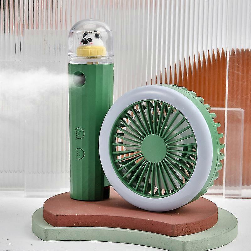 LINJOU Handheld Fan with Fog, 3 Speed Handheld Portable Mini Fan (Forest Green)