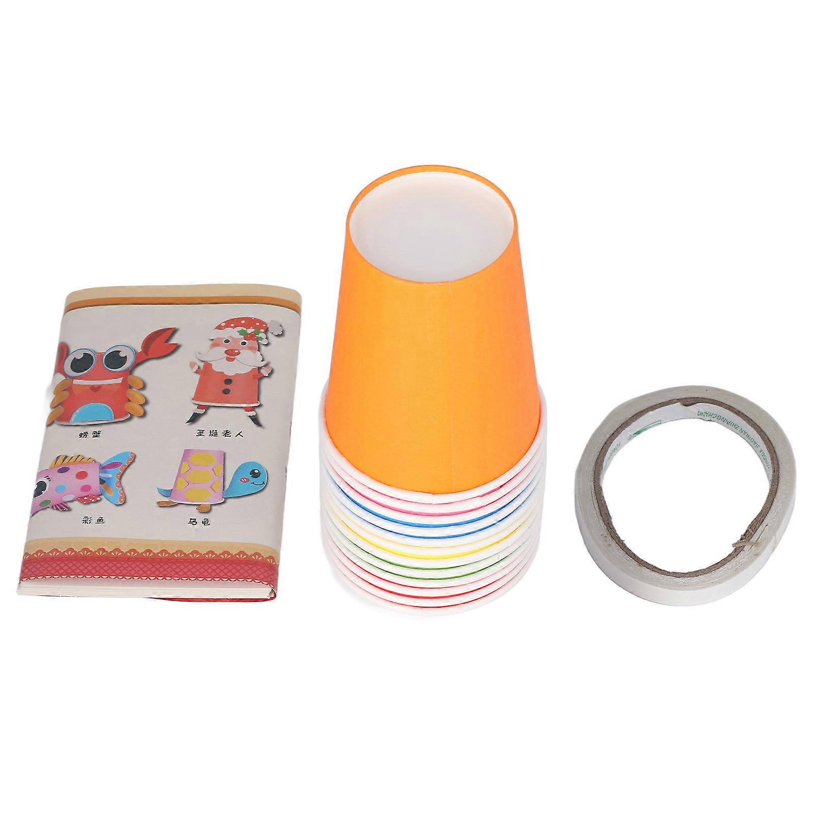 DIY Paper Cups Cute Multicolor Children Hand Made DIY Paper Cups Puzzle Paintable Pasteable Paper Cup Toys Set