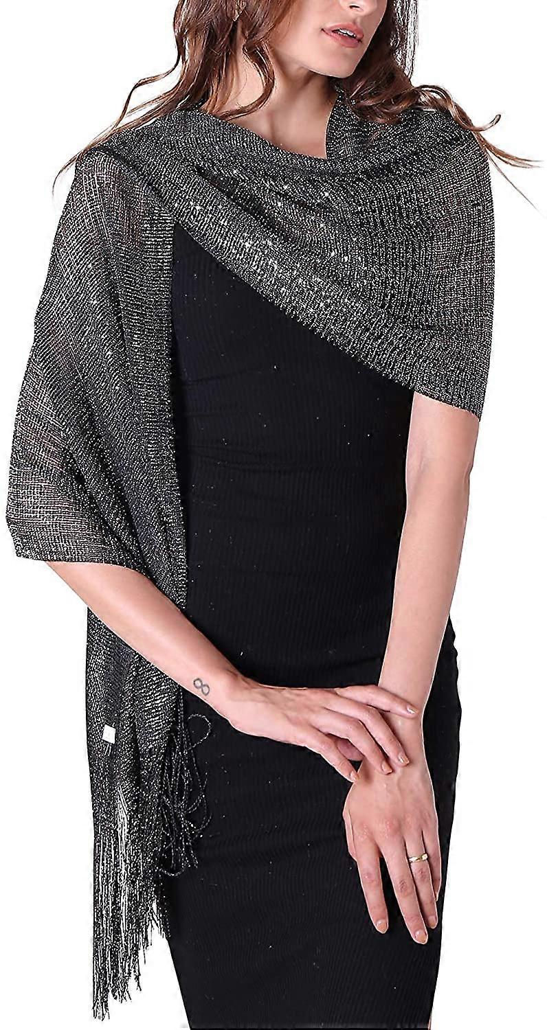 Dameskimsjal og wraps til festkjoler svart/sølv