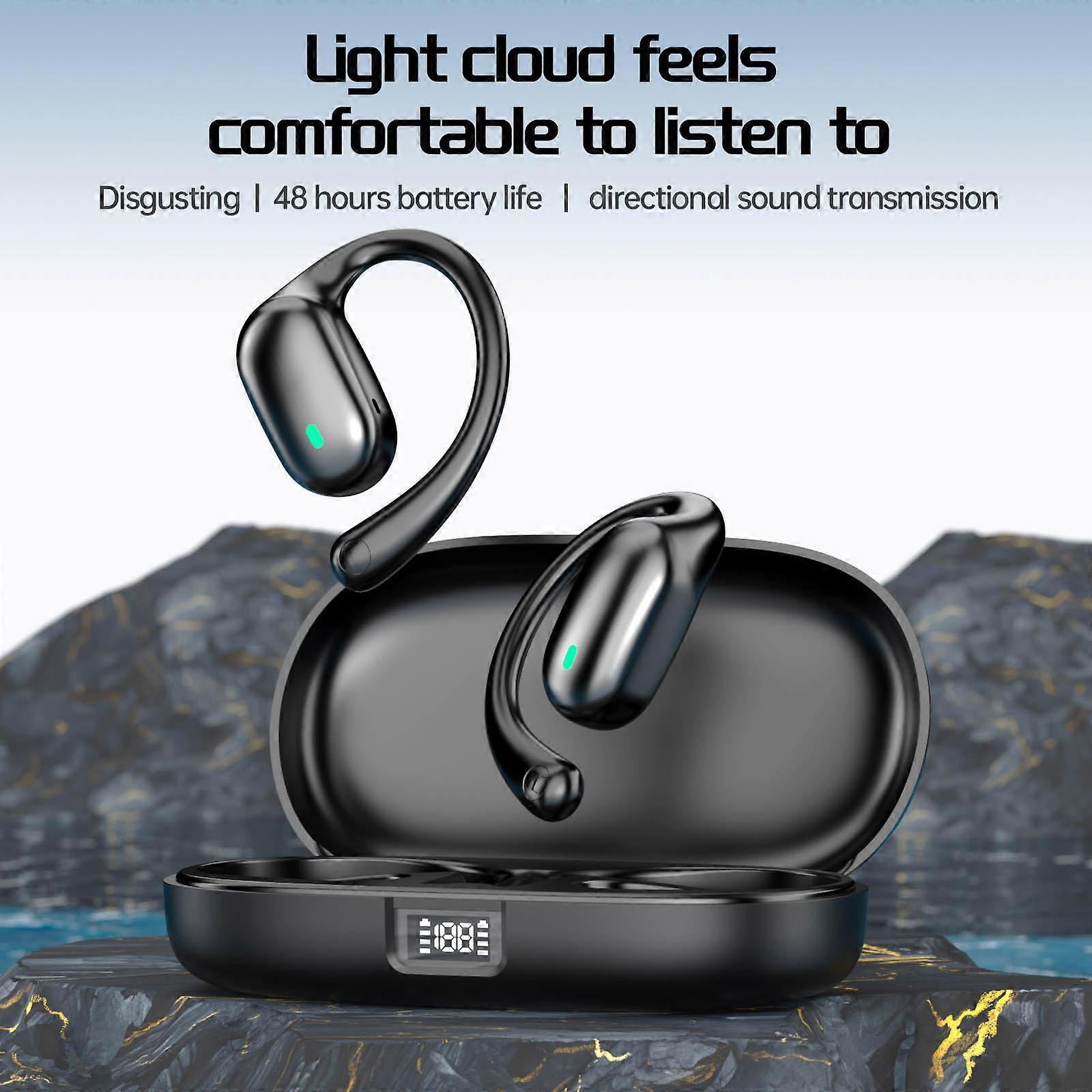 Wireless Bluetooth Headset Conduction Ear-mounted Non-in-ear Digital Display Noise Reduction Sports Style Long Battery Life FLYE0646
