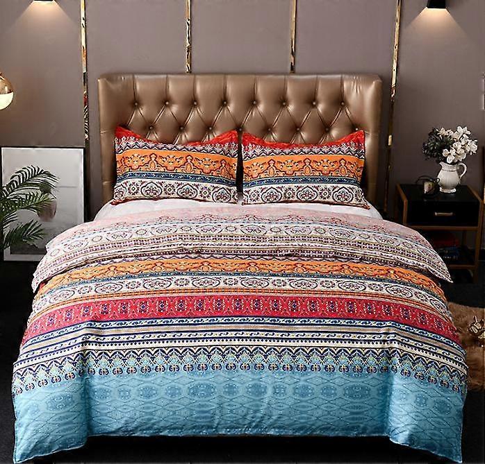 Bohemian Quilted Bedspread Double 3 Piece Patchwork Bedspread Reversible Quilt Soft Microfiber Bedding 220 * 240 cm