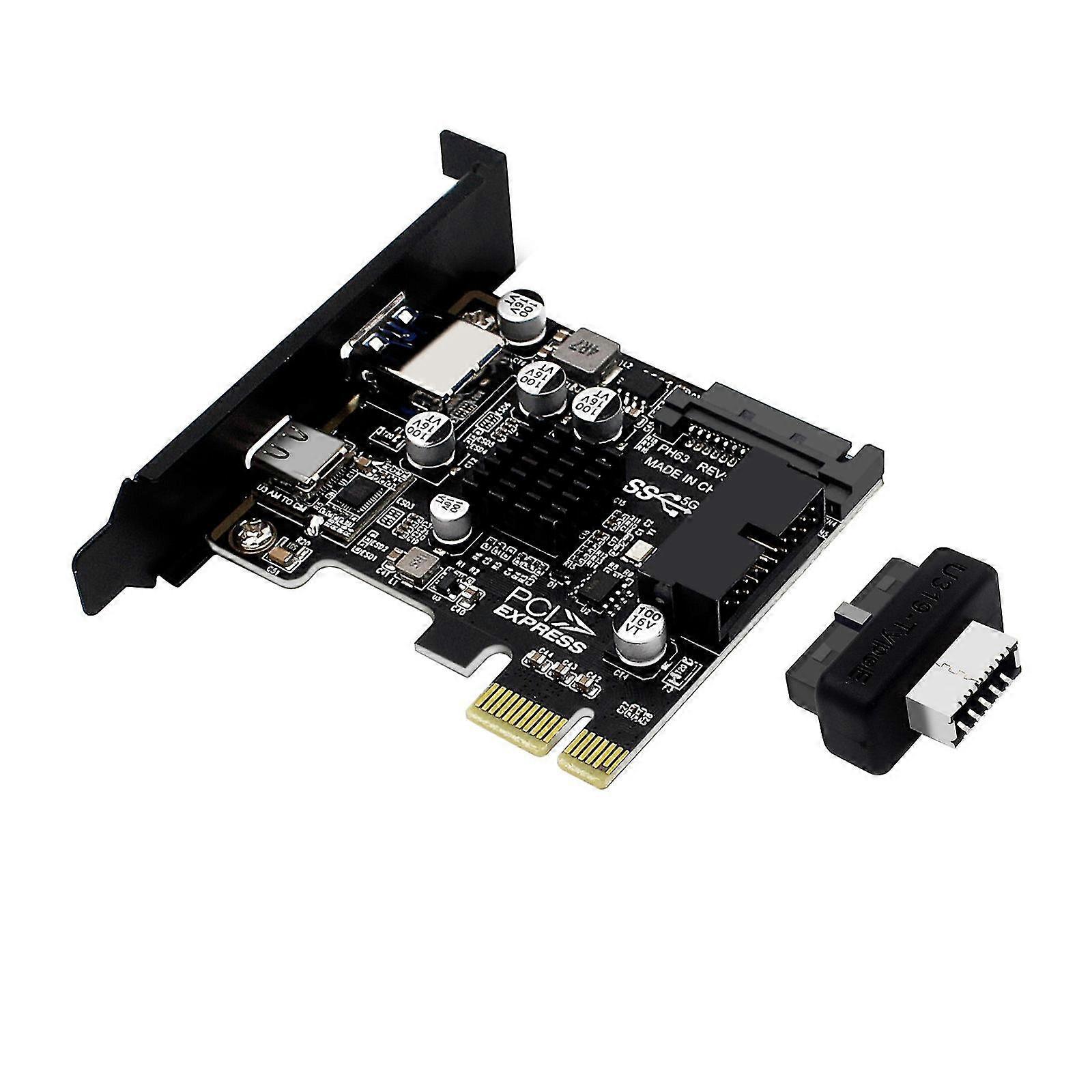 2 Ports Pci-e 3.0 X1 To Usb 3.0 A Expansion Card Usb-c Hub Controller 5gbps