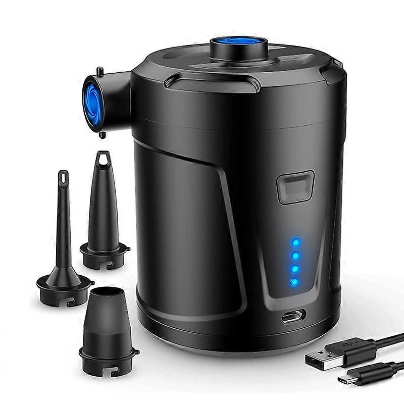 Electric Air Pump, 5200mAh Rechargeable Battery, Inflatable Mattress Inflator with 3 Air Nozzles, Fast Inflator for Inflatable Boat/Air Mattress