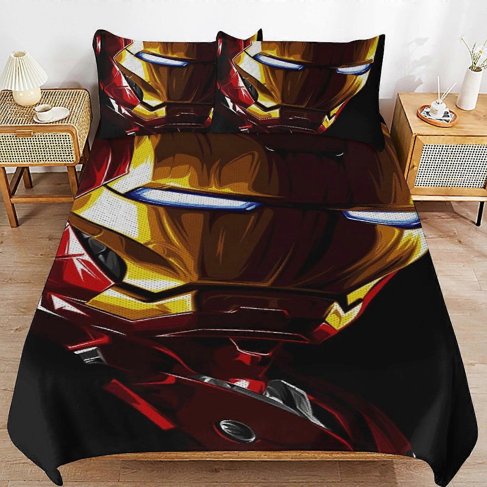 v2548  Bed Sheets Bedding Iron Man Bedding Sets Ultra Soft Skin-Friendly Duvet Cover 3 Piece, Cute Comforter Cover Bed Set for Boys Girls Kids ( 1 Duv