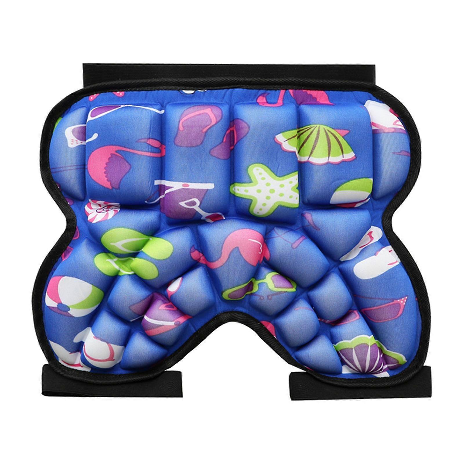 3D vadderad höftskydd shorts Butt Guard Pad Stötsäker för barn blå