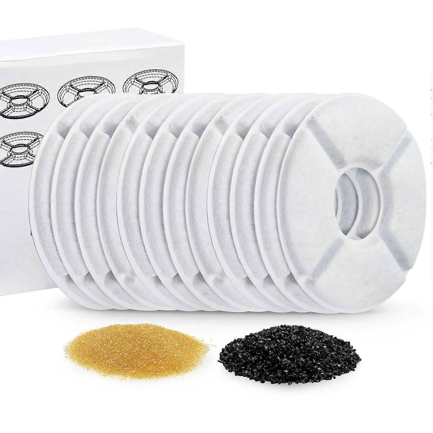 12PCS Cat Water Fountain Filter Replacement Filters for 1.6-2.5L Cat Dog Fountain Replacement Filters with Activated Carbon and Ion Exchange Resin