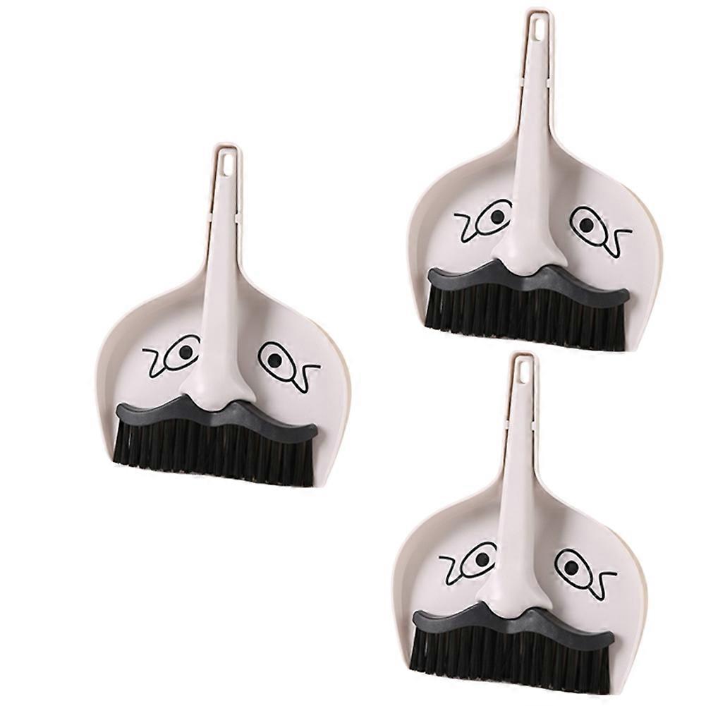 Desktop Cleaning Mini Broom Set Keyboard Cleaning Brush with Dustpan Small Broom Set Big Beard Broom A