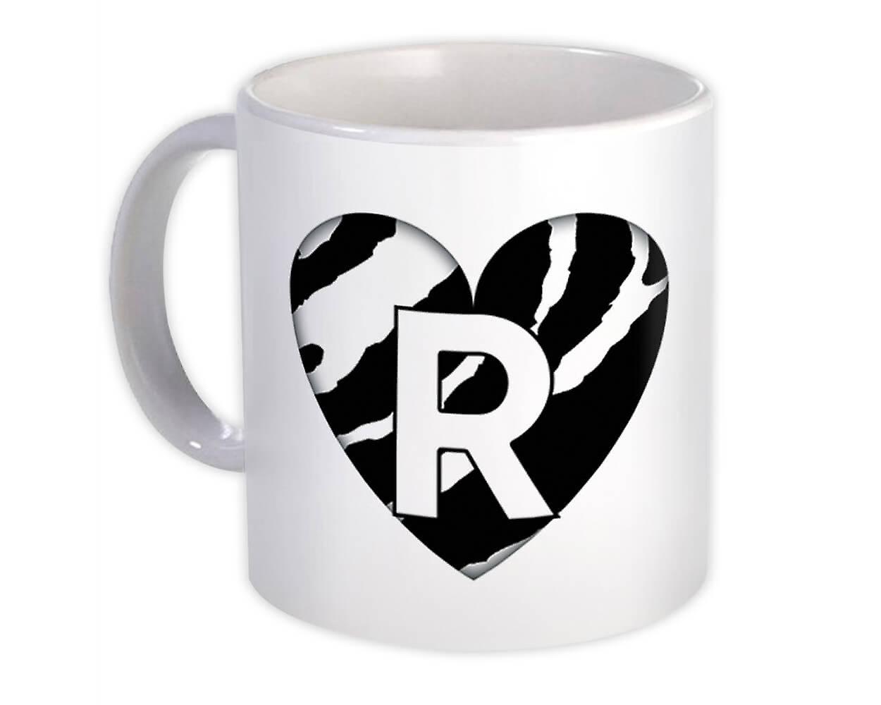Gift Mug: Monogram Letter R Zebra