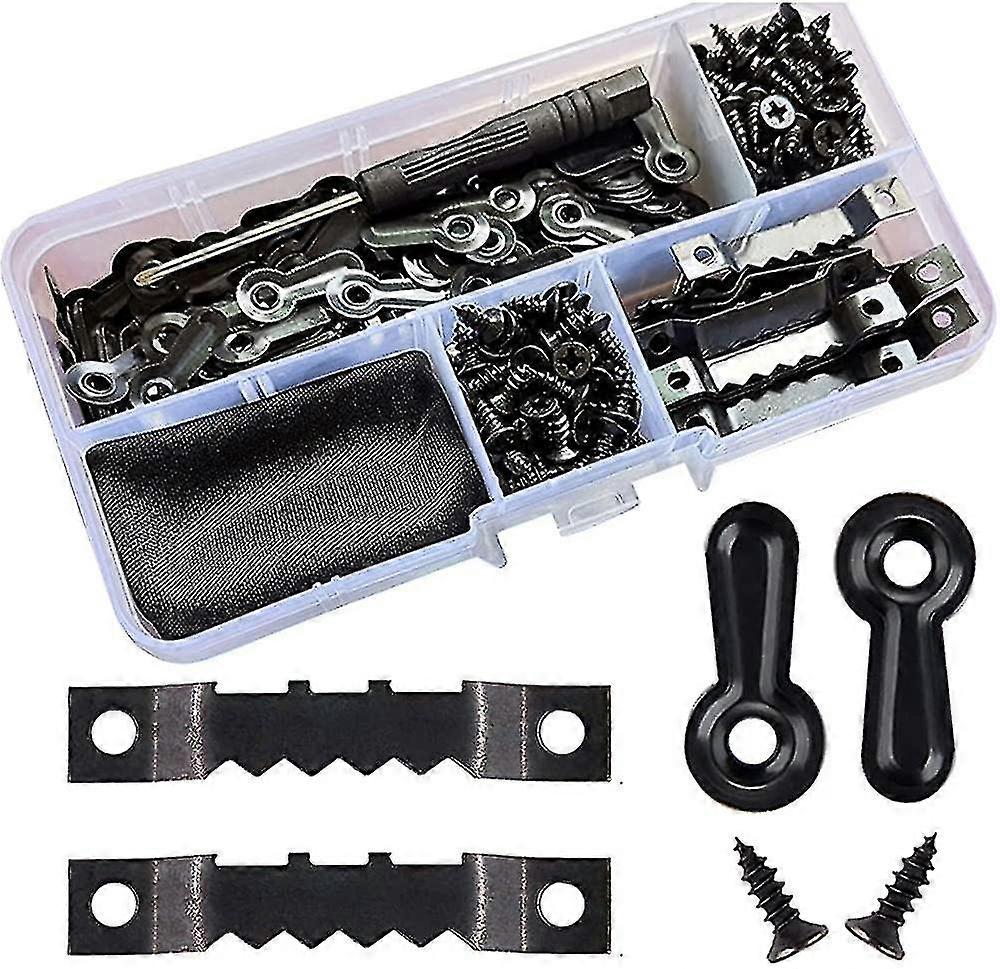 100 Pieces Frame Picture Turn Buttons And 25 Pieces Sawtooth Picture Frame Hanging Hangers Double Hole With 150 Pieces Screws