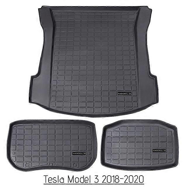 1 Sets Plain TPE Trunk Frunk Mats For Tesla Model 3 Y 2021 2022 All-Weather Cargo Liners Boot Lower Compartment Model Y 3 Mats