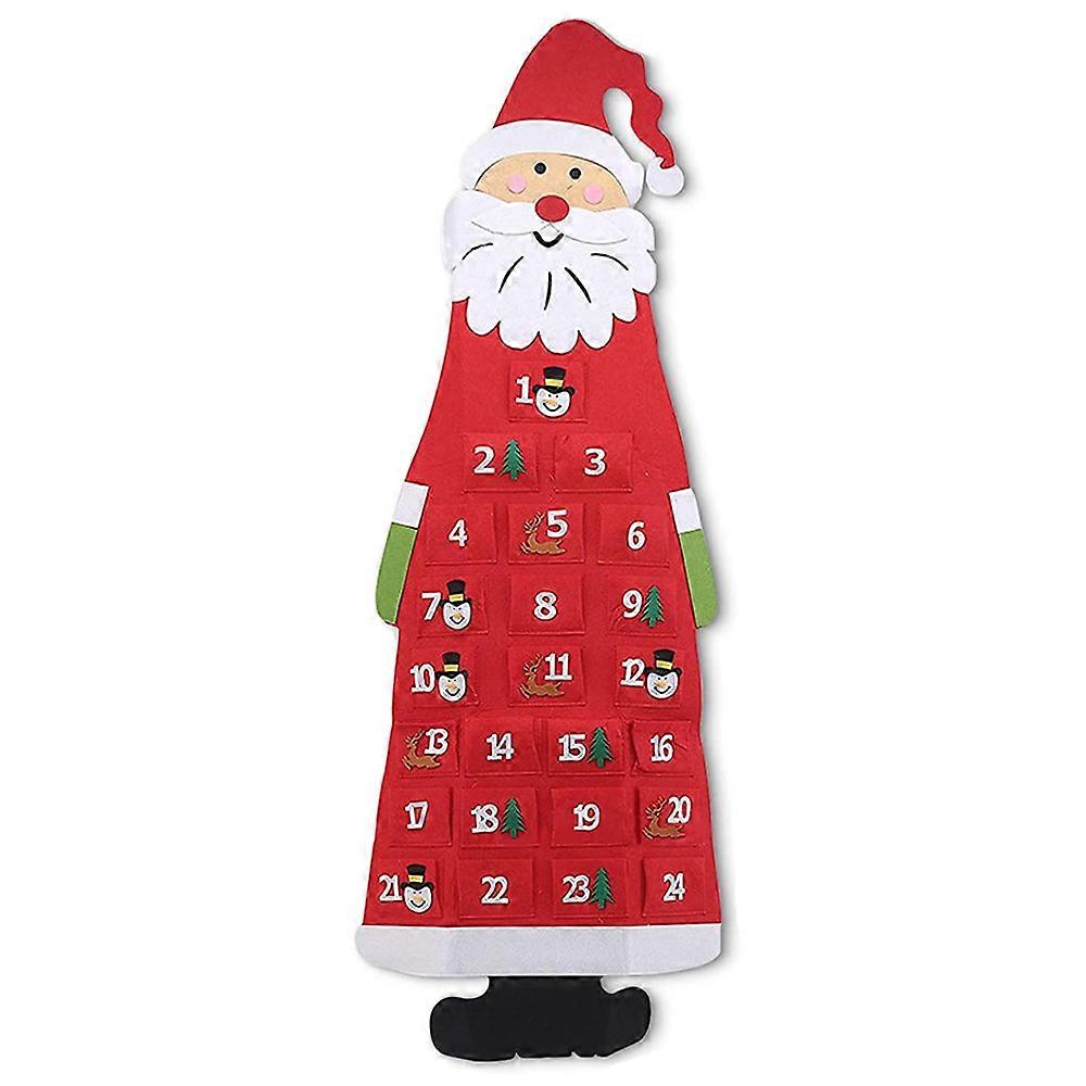 Christmas Advent Calendar, Felt Santa Advent Calendar with 24 Pockets, for Xmas Home Decor & Gift