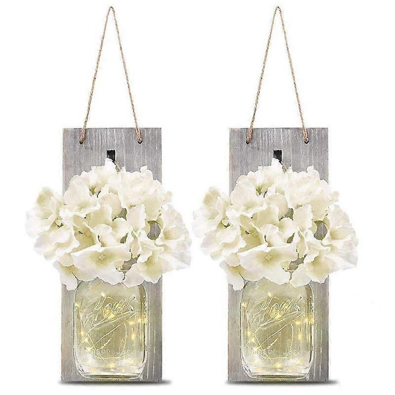 Hanging Lantern Mason Jar Lights Wooden Board Led Mason Jar Wall Lights