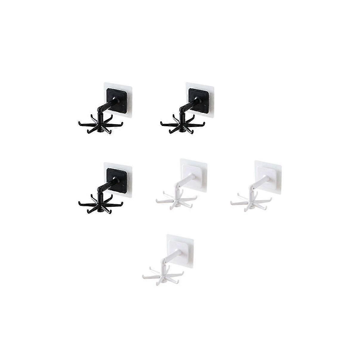 6pcs Multifunctional Rotatable Universal Hook Kitchen Wall Hanging Storage Rack Strong Seamless Hook