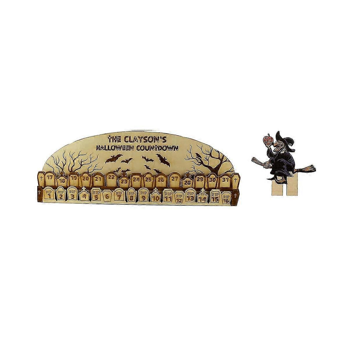 Halloween Calendar(2023 New)31 Halloween Moving Wooden Block Calendar Countdown Calendar Halloween