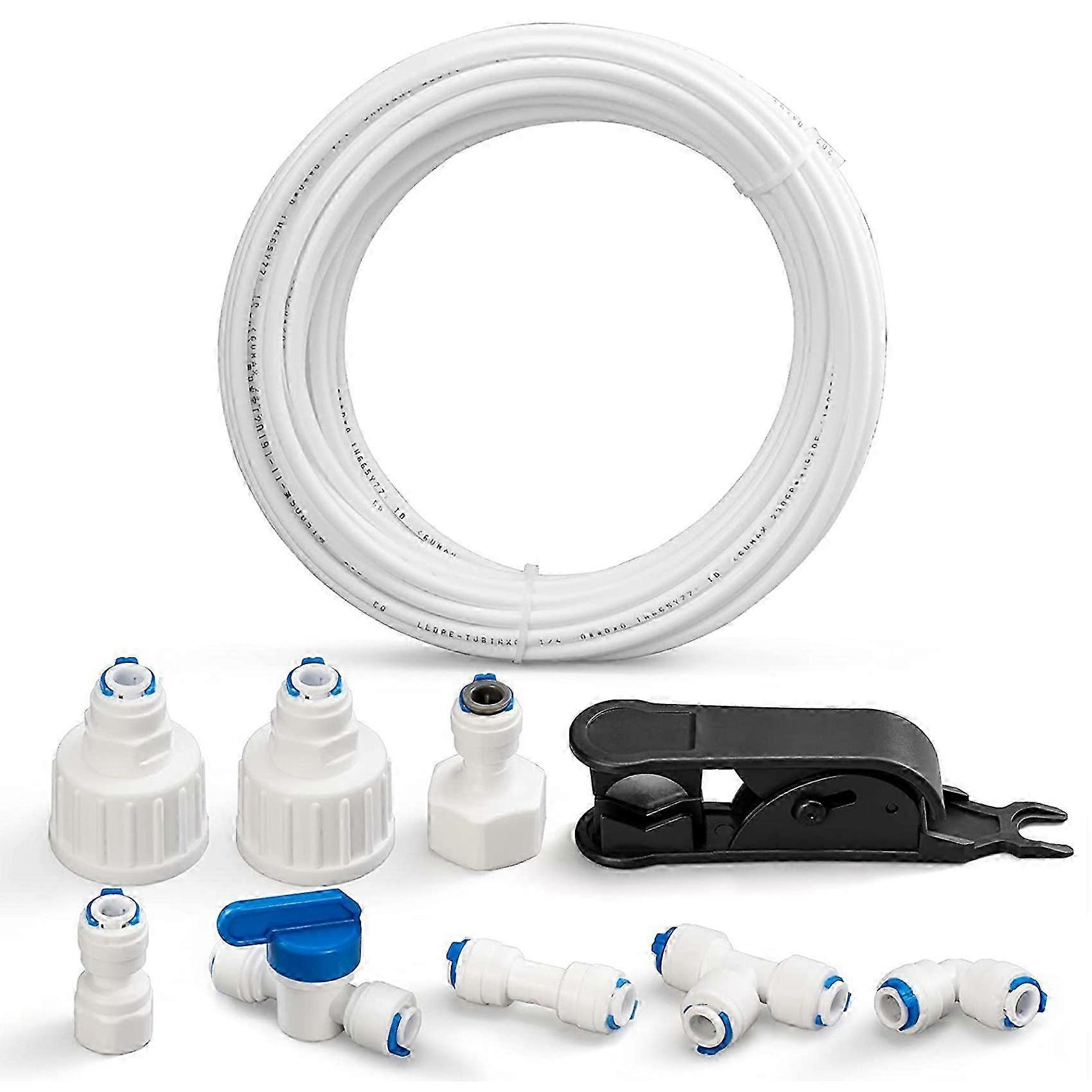 Water Supply Pipe Universal Connection Set 15M,suitable for Side By Side Refrigerator,Reverse Osmosis System (1/4Inch)