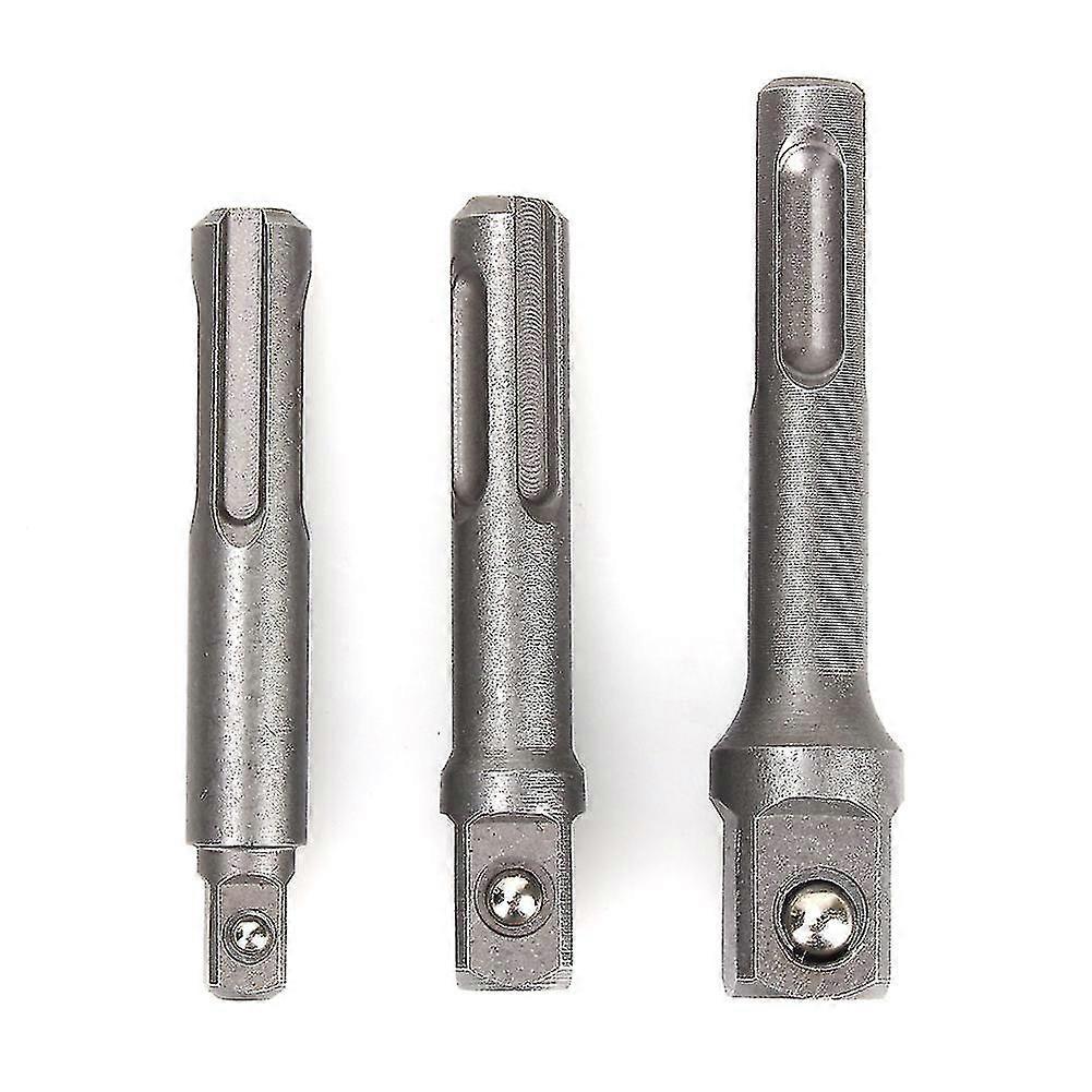 3pcs/set Impact Drill Bits Sds Plus Socket Adapter Converter 1/4" 3/8" 1/2"
