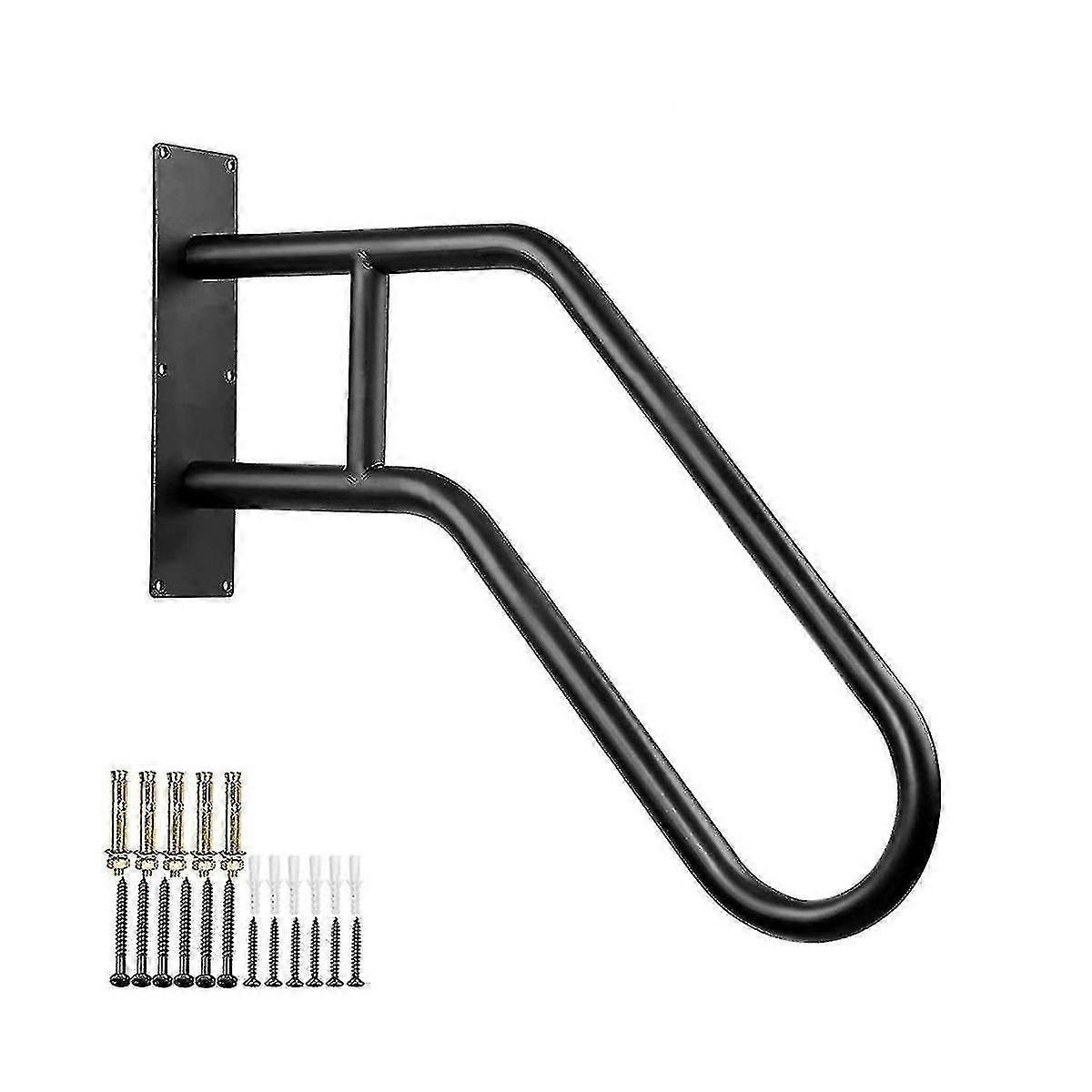 Secure Pipe Stair Handrails Staircase Handrails Iron for Wall Mount Stairs Indoors and Outdoor Black