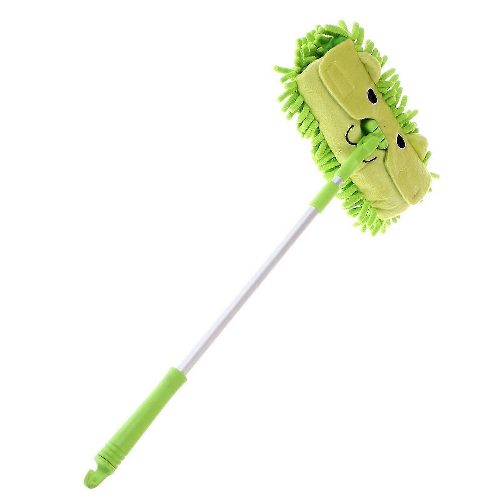 Kids Cleaning Mop Toy Cartoon Design for Pretend Play Housekeeping and Dirt Removal in Green