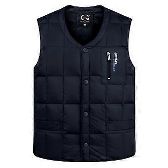 White Duck Down Jacket Vest Men Autumn Winter Warm Sleeveless V-neck Button Down Lightweight Fashion Waistcoat MWB019 Black