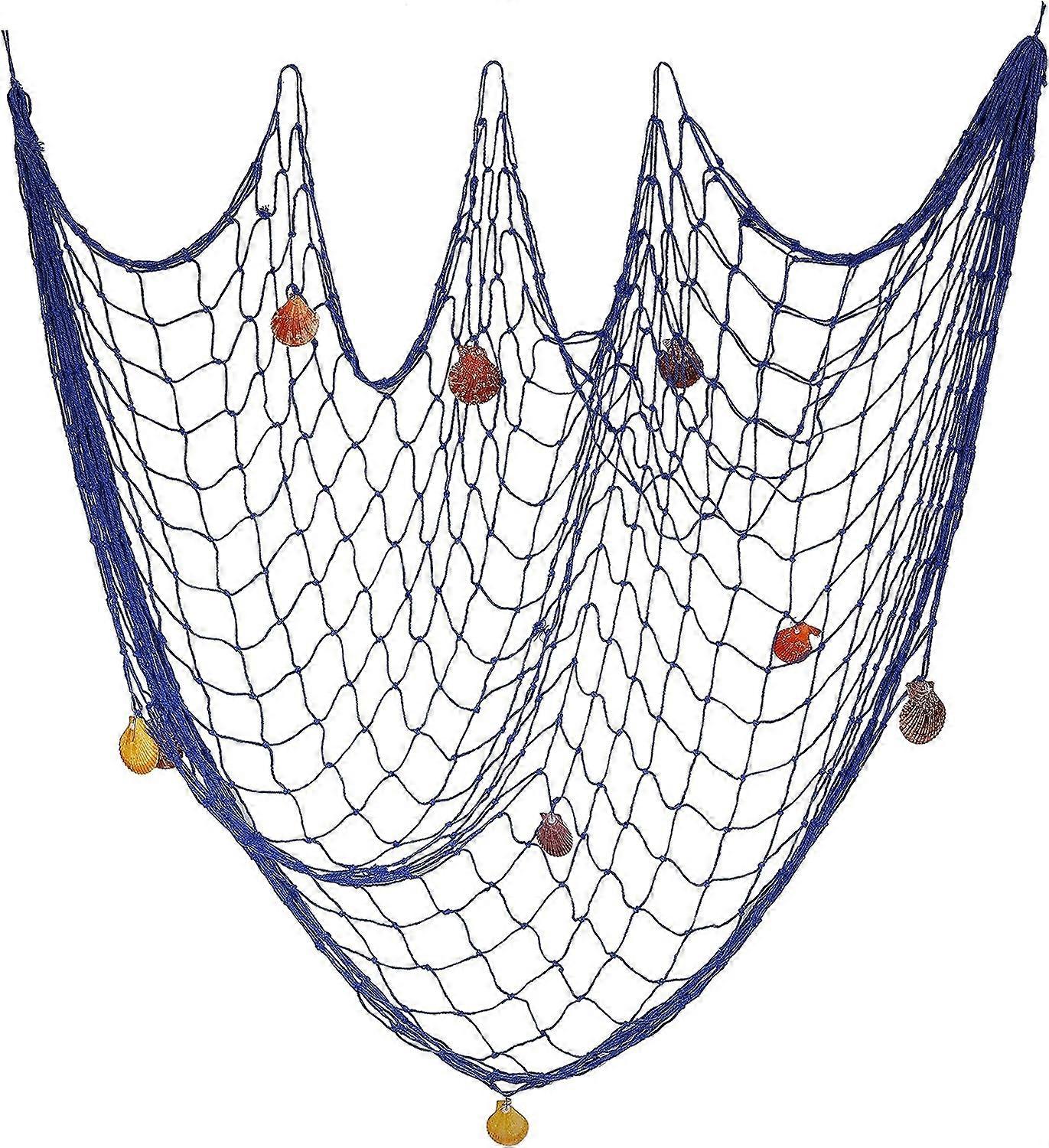 Fish Net Wall Decor Nautical Mediterranean Style Hanging Picture Frame with Seashells for Christmas Birthday Party Decorations