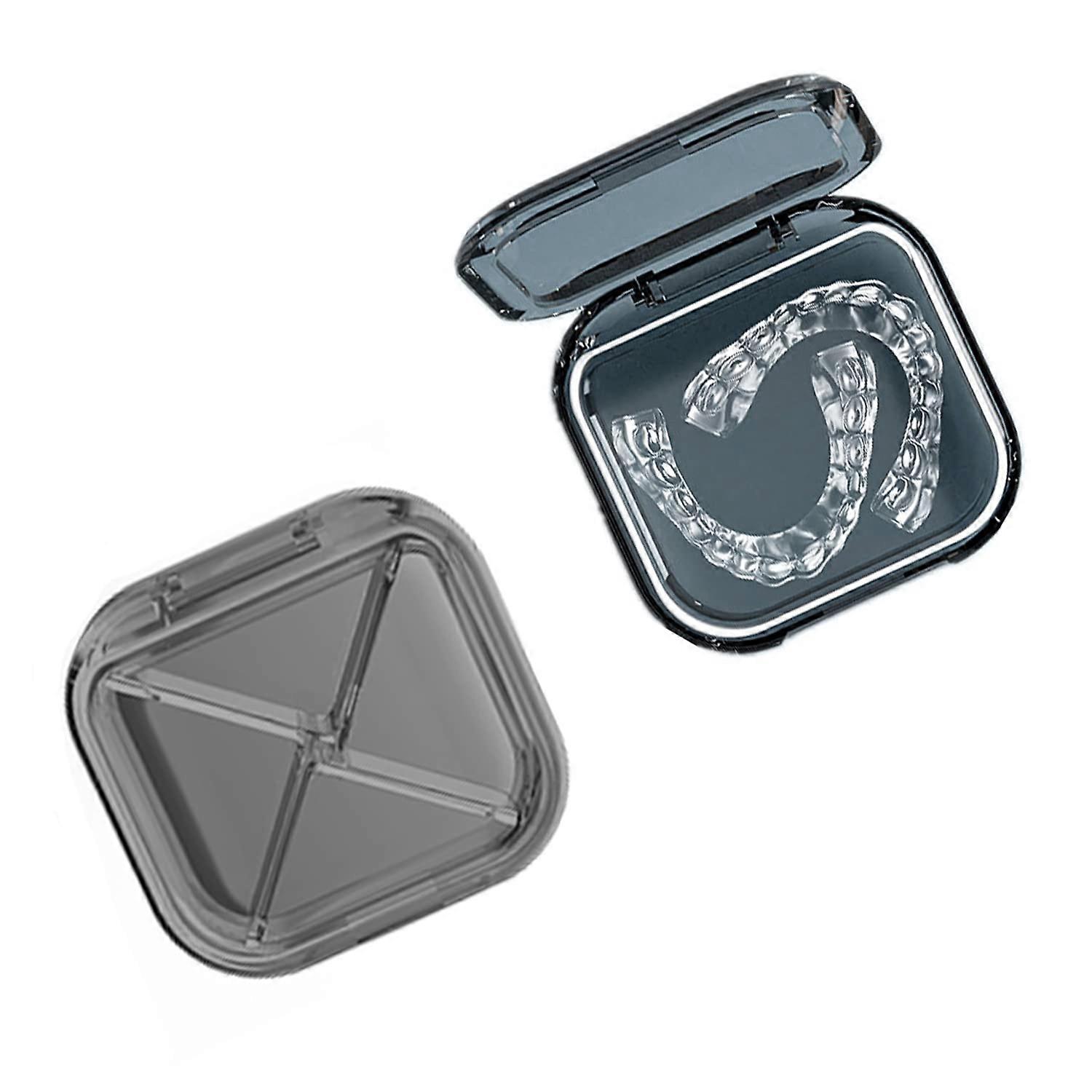 Retainer Case Mouth Guard Case, Denture Case with Partition Plate, Portable Retainer Holder Storage Container