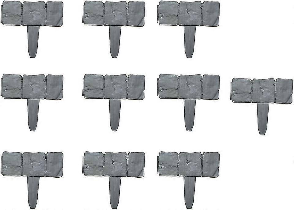 10 Pcs Grey Stone Effect Lawn Edging, Cobblestone Garden Border, Pathway Plastic Interlocking Garden Edging