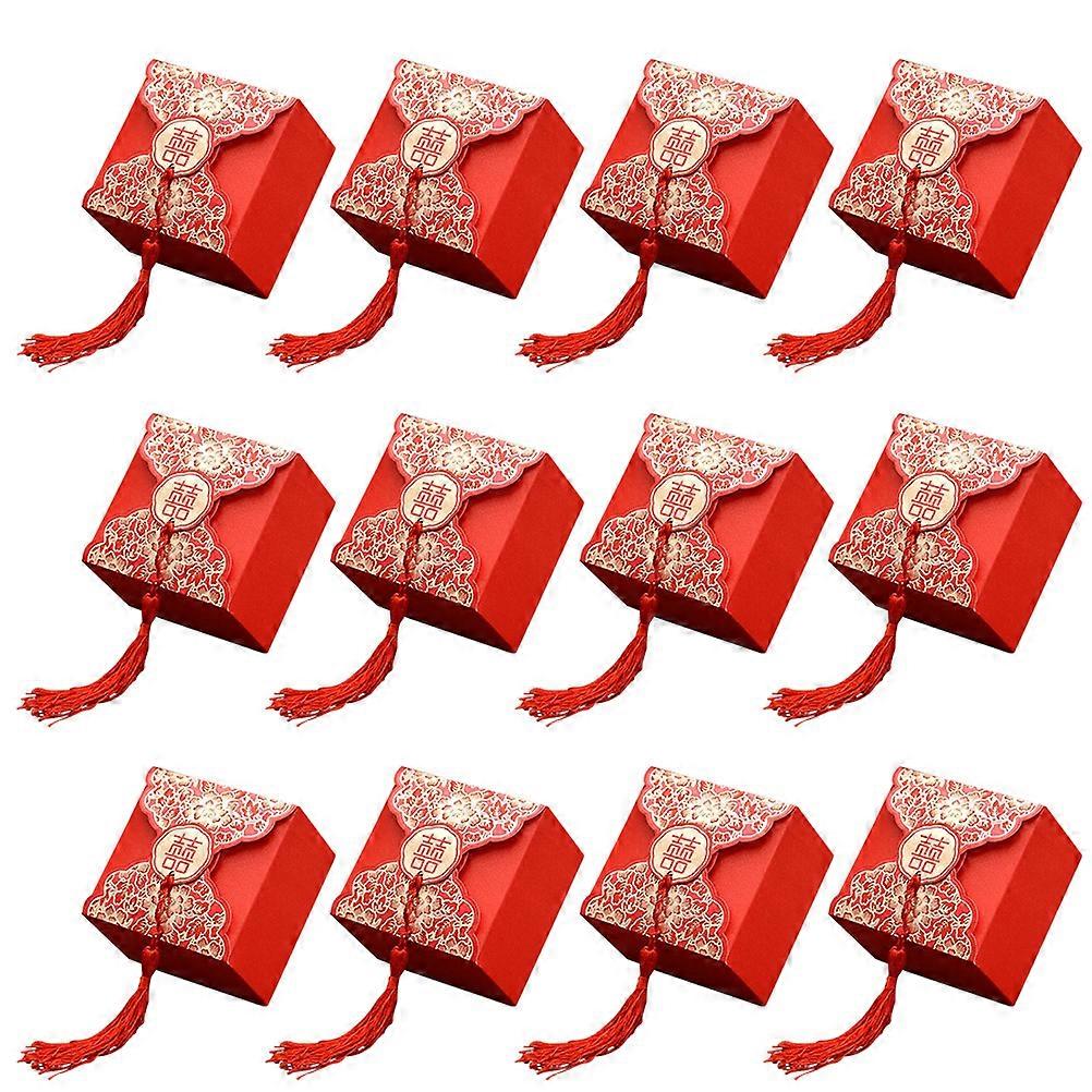 20 Pcs Exquisite Packing Gift Box Red Gift Candy Case Portable Wedding Candy Box Red