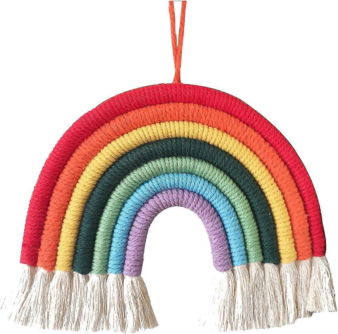Rainbow Tapestry Clouds, Hand-Woven Hanging Decor (Rainbow)