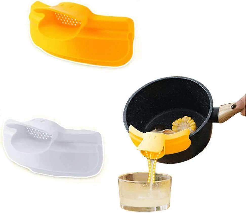 2 Pcs Silicone Clip-on Strainer Colander