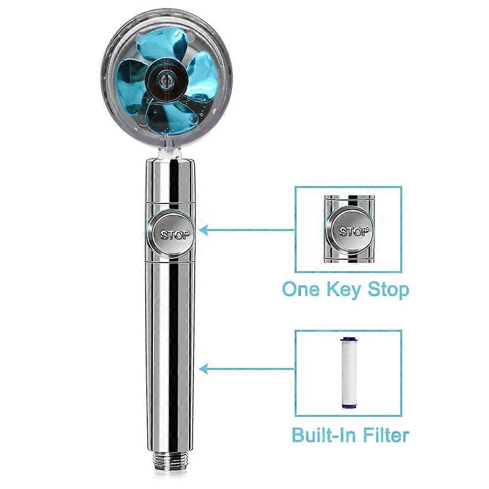 Bathroom Shower Head High Pressure Water Saving Flow Faucet Showerhead 360 Degrees Rotating Spray Nozzle with Booster Fan