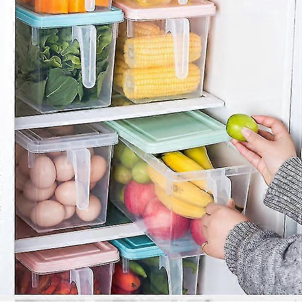 Stackable Plastic Food Storage Bin With Handles For Kitchen Pantry, Cabinet, Refrigerator