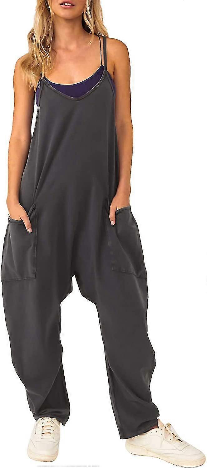 Kvinders overalls sommer jumpsuit løs fritidstøj jumpsuit ærmeløs jumpsuit stor lomme arbejdsbukser nyhed