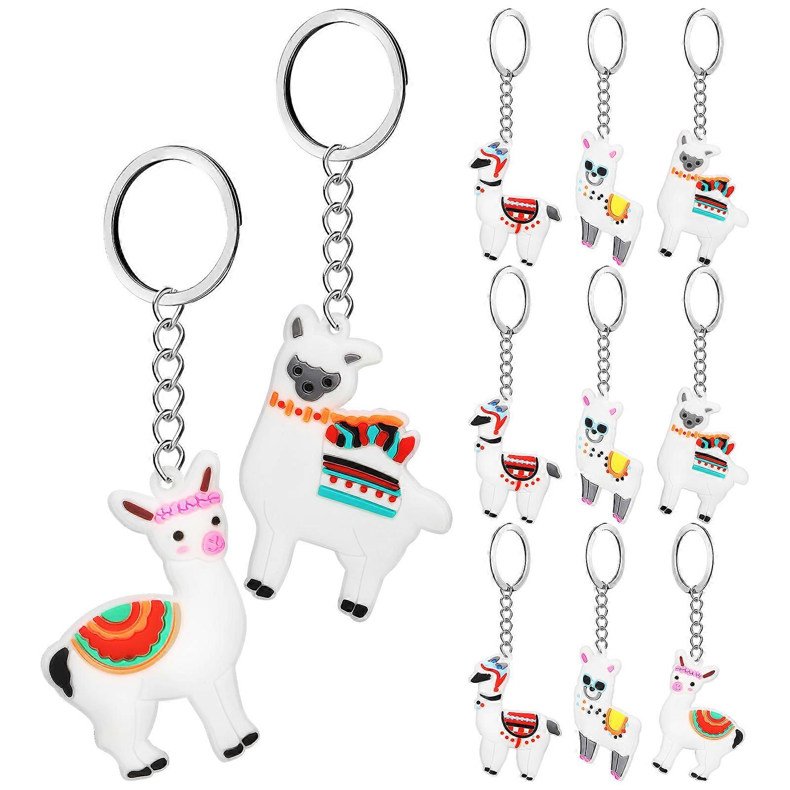 12Pcs Alpaca Key Chains Cute Cartoon Key Fobs Hanging Key Rings Bag Pendant