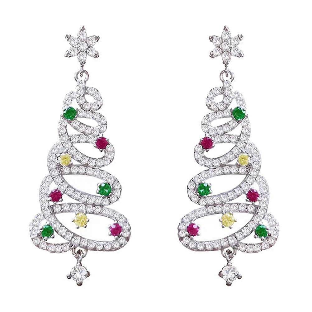 1 زوج من ترصيع الأذن عيد الميلاد رائعتين شجرة عيد الميلاد شكل أقراط مجوهرات الأذن